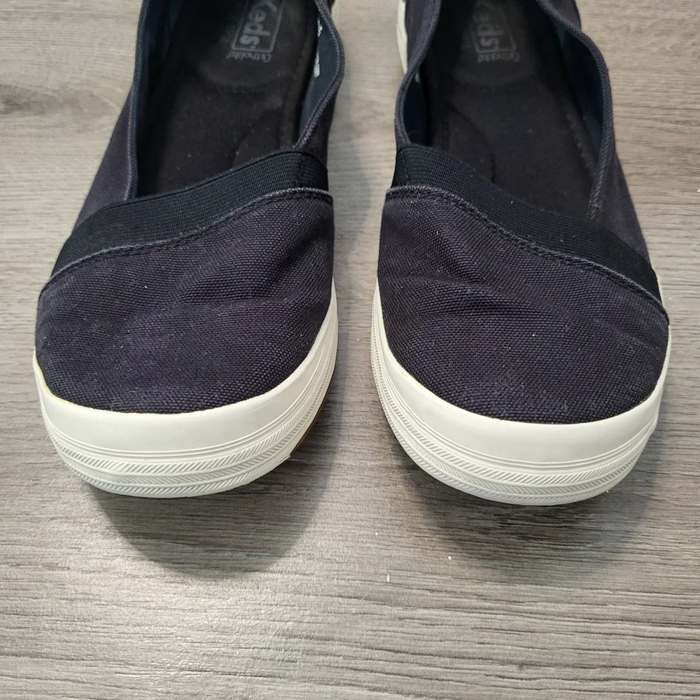 Keds Womens Black Canvas Slip On Ortholite Sneakers Flats Casual Comfort 8.5